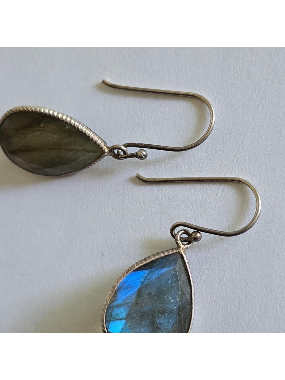 Silver Labradorite Dangle Earrings - Picture 4 of 10